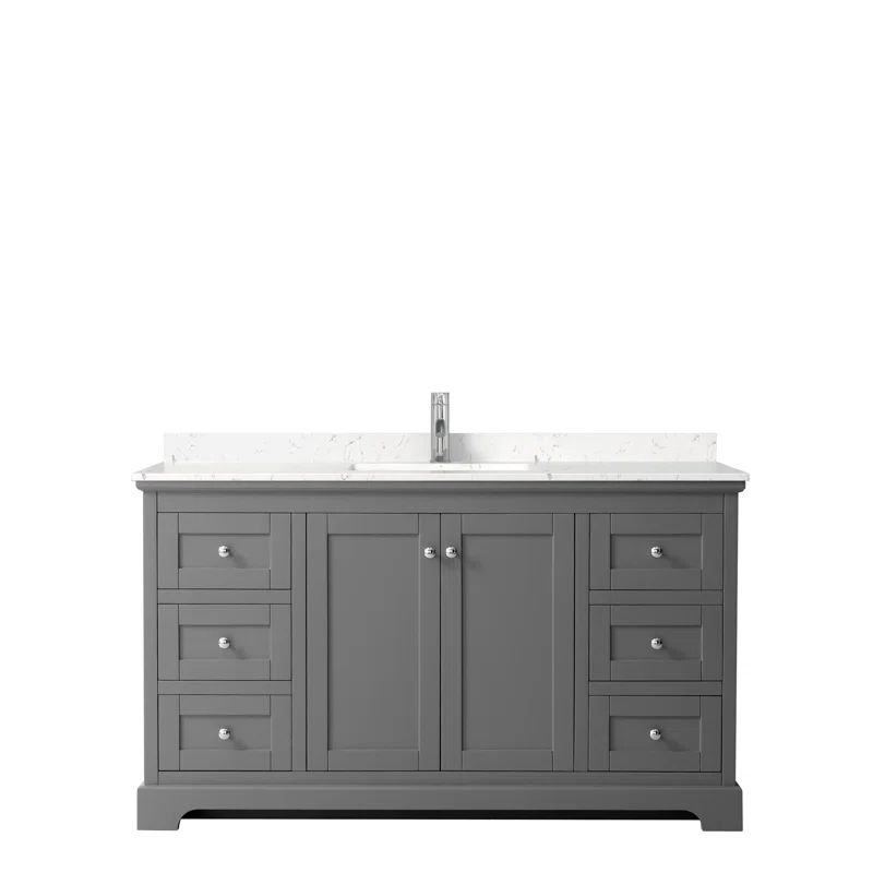 Avery 60" Dark Gray Single Vanity with Carrara Marble Top