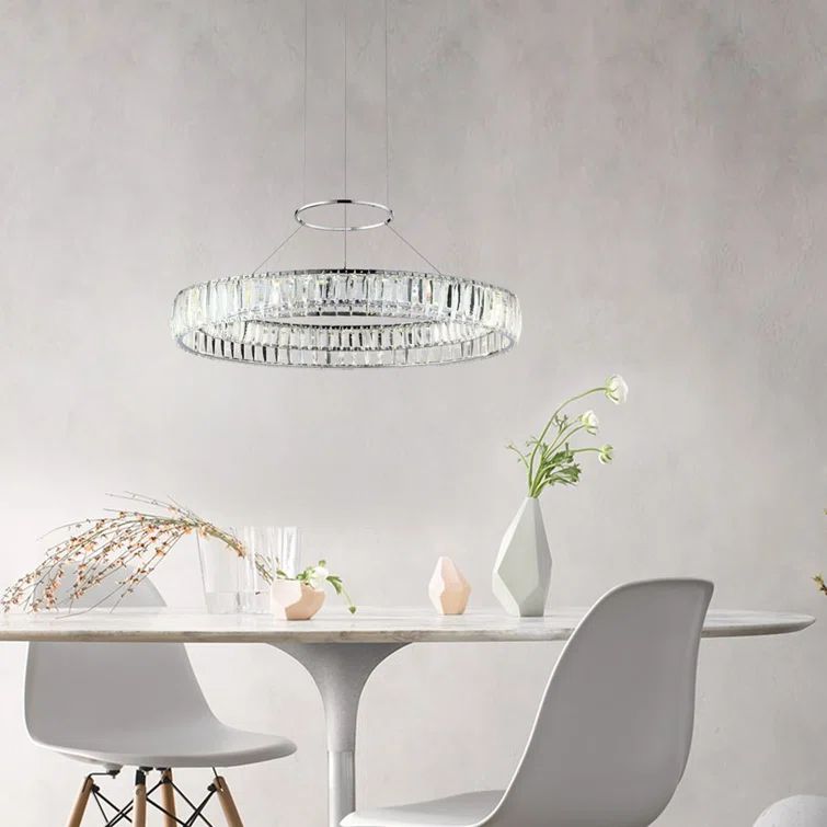 Elysian Chrome LED Chandelier with Clear Crystal Accents