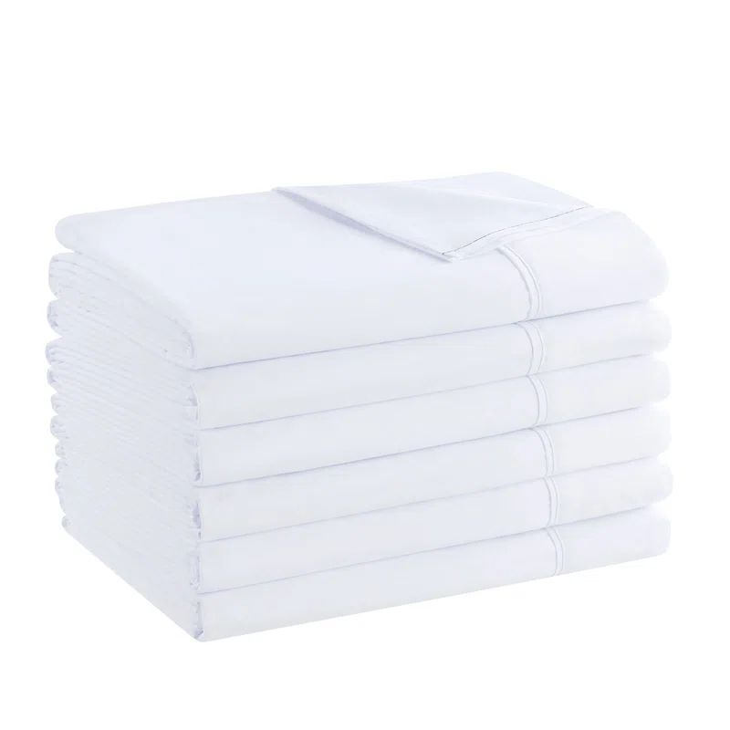 Twin White Brushed Microfiber Flat Sheets Set - Pack of 6