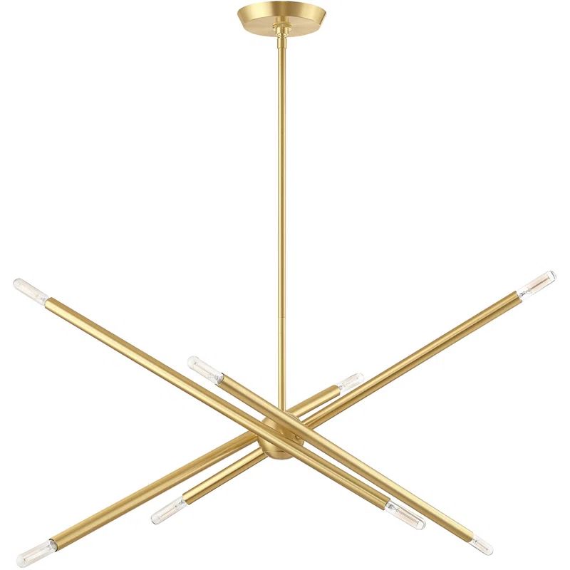 Soho Satin Brass 8-Light Linear Chandelier with Crystal Accents