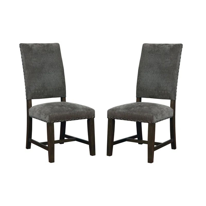 Transitional Gray Faux Leather Upholstered Parsons Side Chair