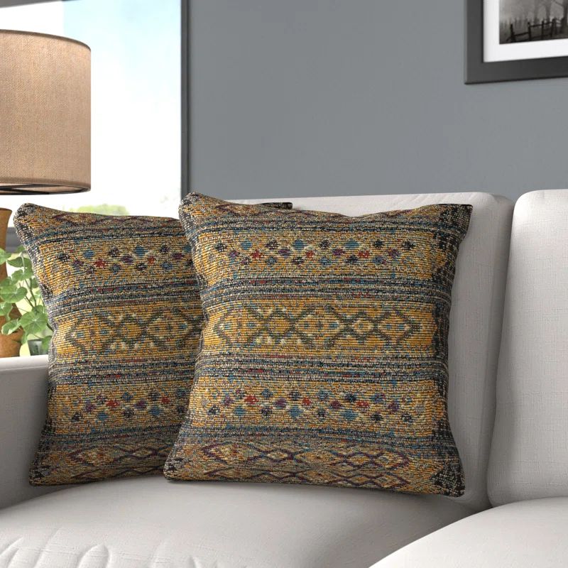 Tribal Black and White Ikat Square Indoor/Outdoor Pillow