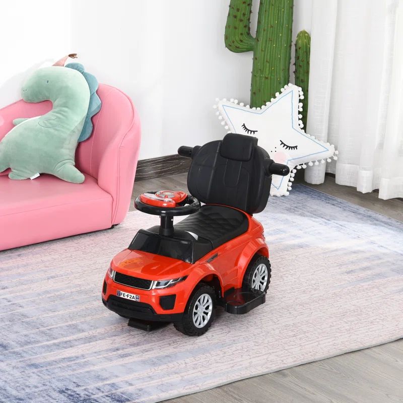 Red 3-in-1 Kid's Ride-On Push Car Stroller