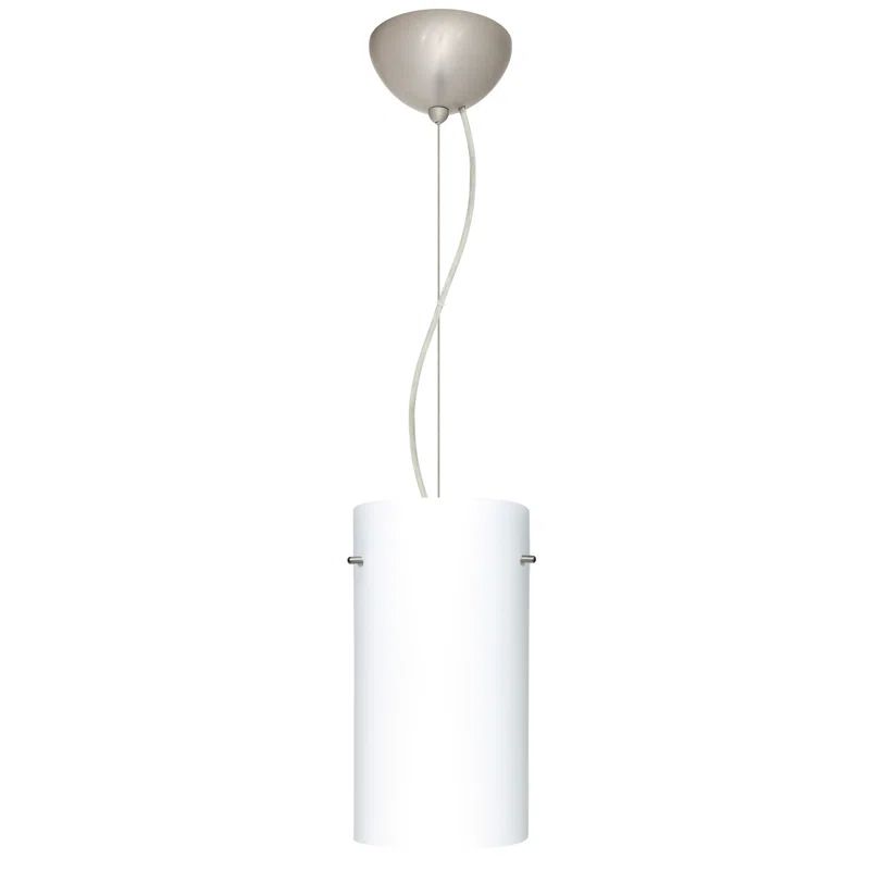Tondo Satin Nickel LED Pendant Light with Opal Matte Glass Shade