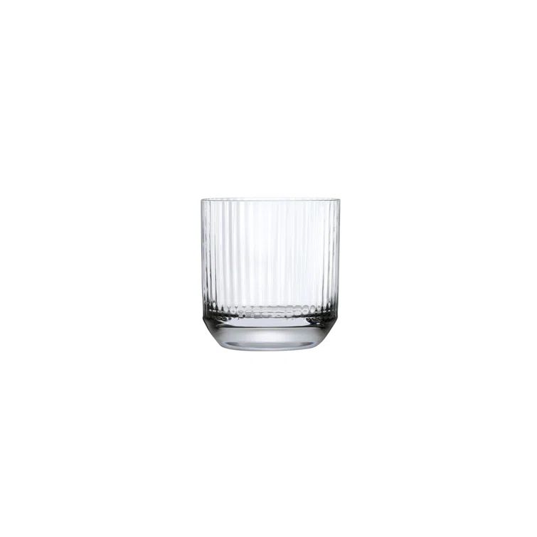Clear Crystal Whiskey Glass Set with Raised Linear Pattern