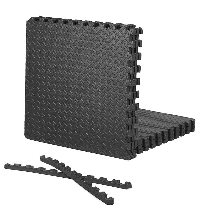 Black 24" x 24" EVA Foam Interlocking Gym Flooring Tiles