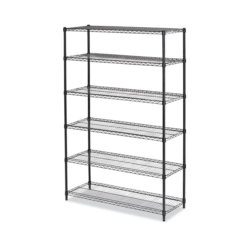 48'' Black Anthracite Steel 6-Shelf Wire Shelving Unit
