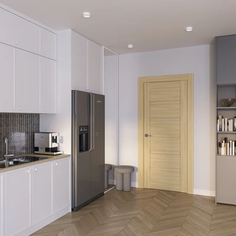 Warm Ash Solid Core Louver Door Slab with Horizontal Panels