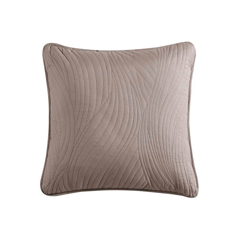 Light Grey Embroidered Square Polyester Toss Pillow
