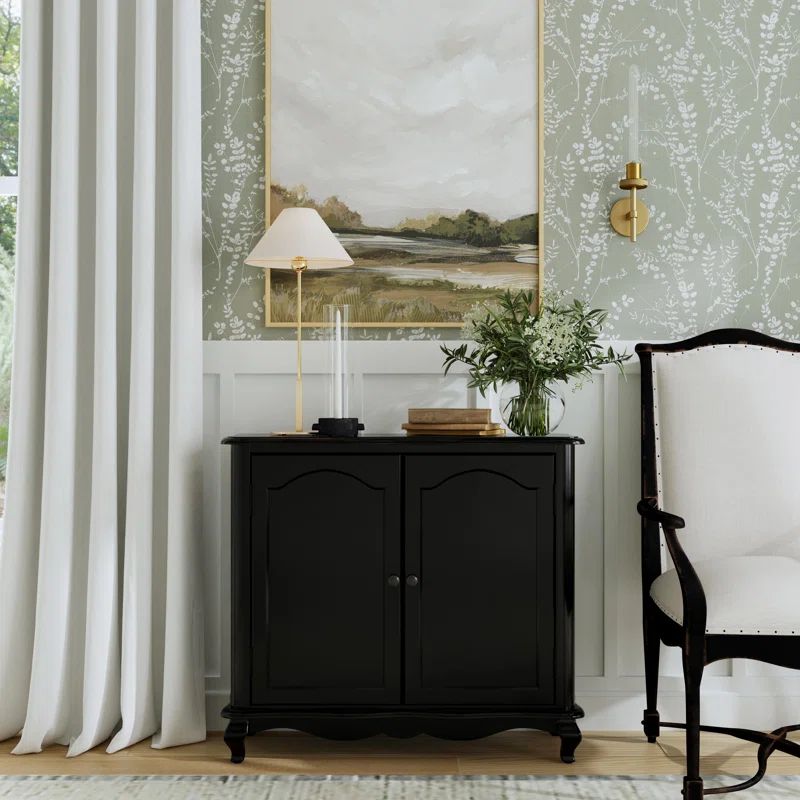 Black Traditional Accent Cabinet with Adjustable Shelving
