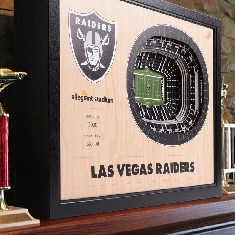 Las Vegas Raiders 25-Layer 3D Stadium Wall Art in Brown Frame