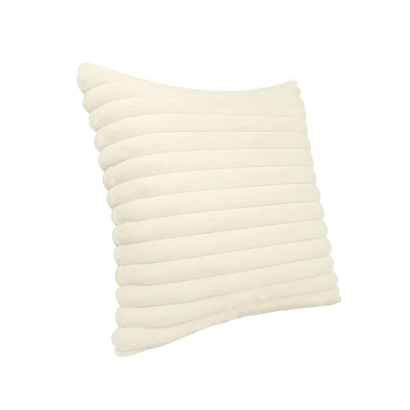 Cream Faux Fur Square Accent Pillow 21"