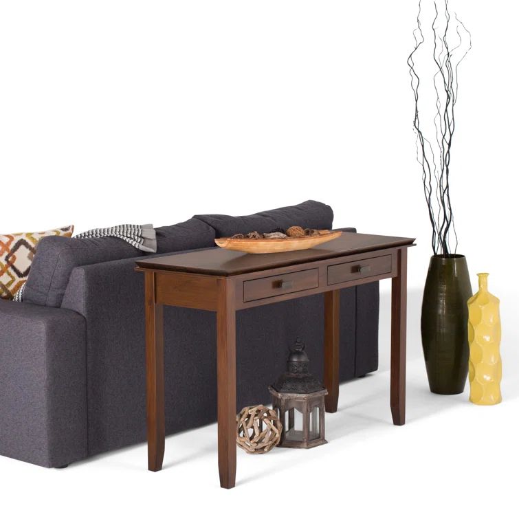 Artisan Transitional Solid Wood Console Table with Storage in Russet Brown