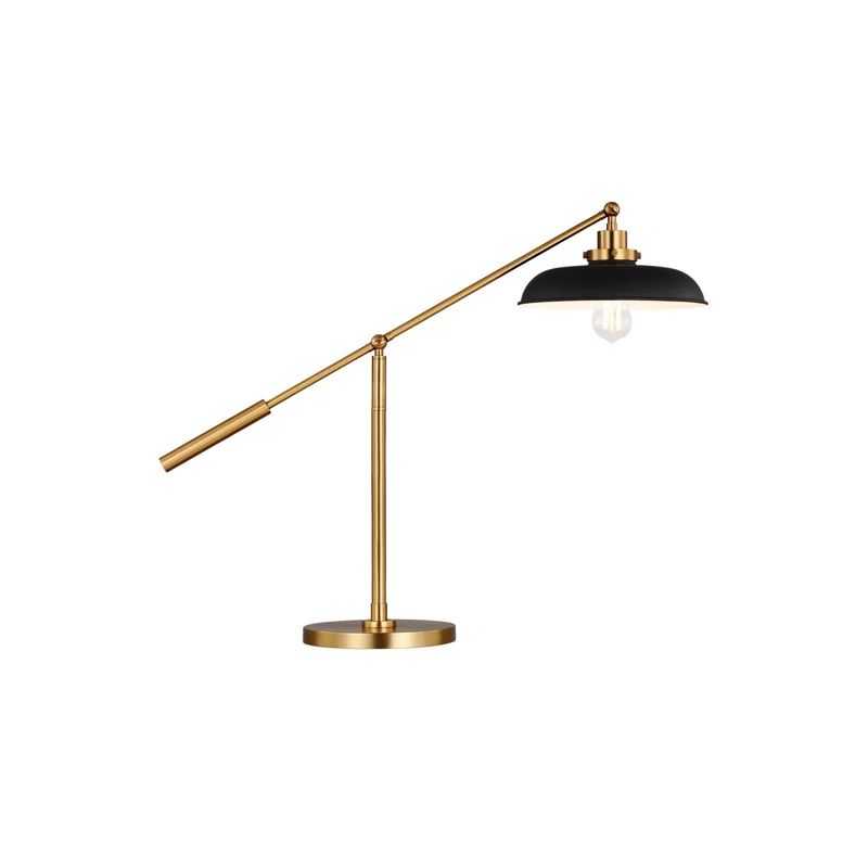 Wellfleet Adjustable 23.38" Burnished Brass and Black Desk Lamp Set