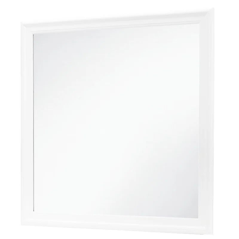 White Wood Frame Square Dresser Mirror