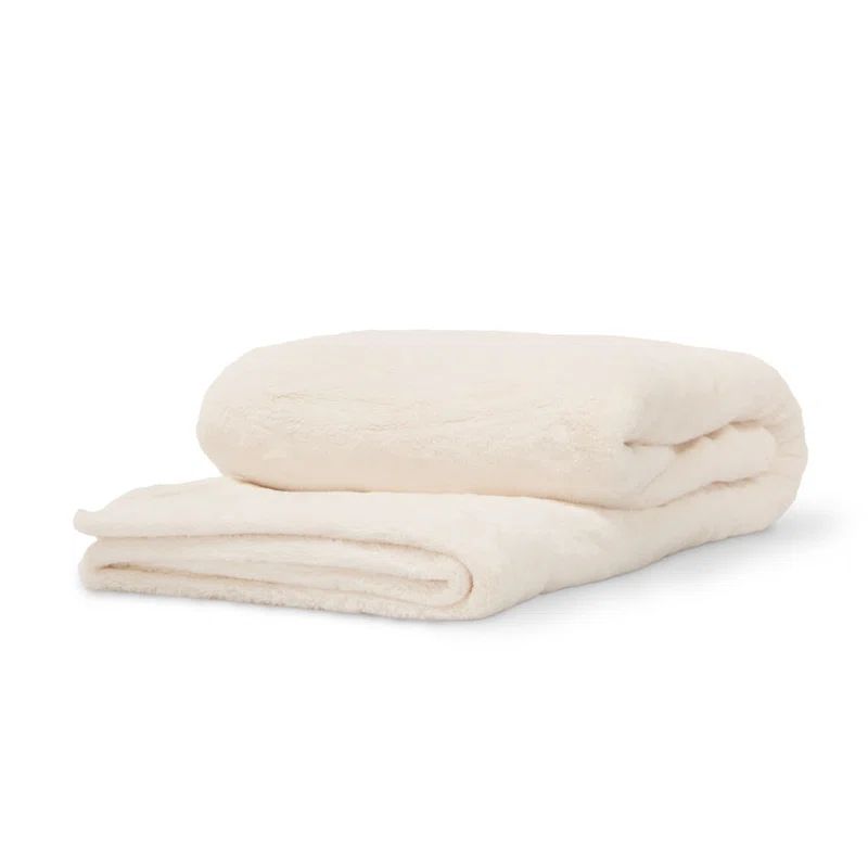 Ultra-Plush Ivory Machine Washable Throw Blanket