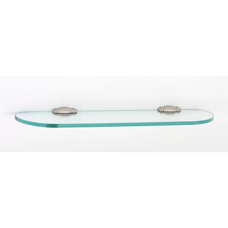 Polished Nickel 18" Beveled Glass Shelf with Brackets