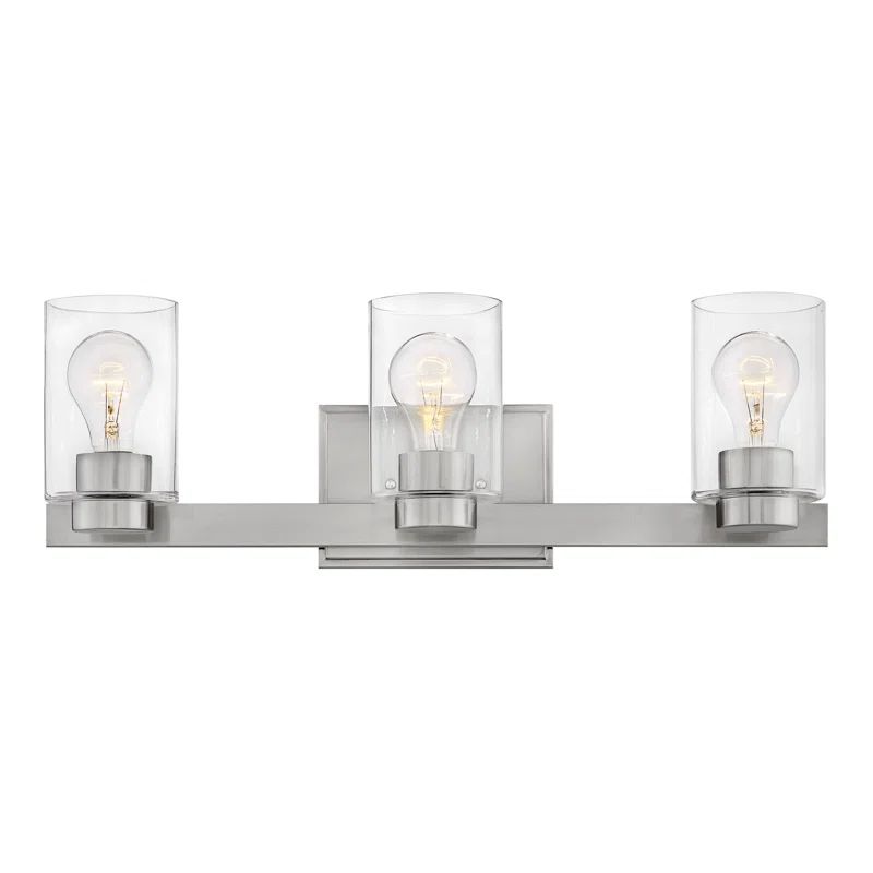 Brushed Nickel 3-Light Vanity Fixture with Clear Glass Shades