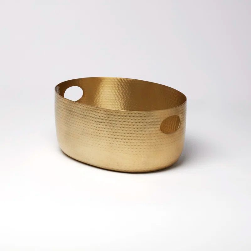 Gold Hammered Aluminum Oval Beverage Tub with Handles