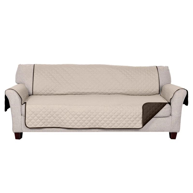 Espresso and Clay Reversible Quilted Sofa Protector