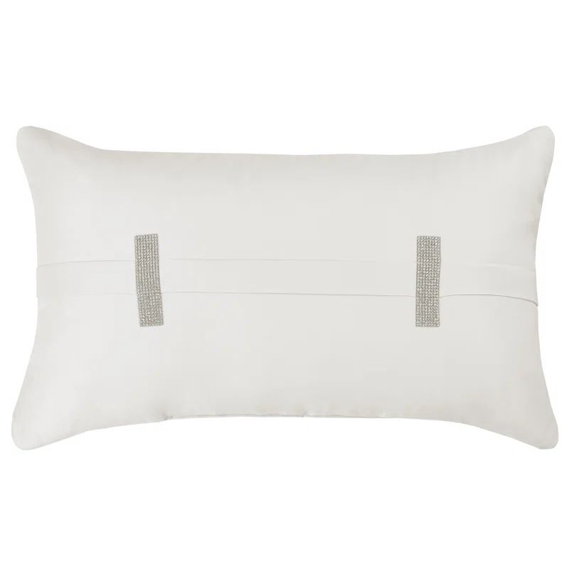 Brilliance Ivory Quilted Satin Boudoir Throw Pillow 20" x 12"