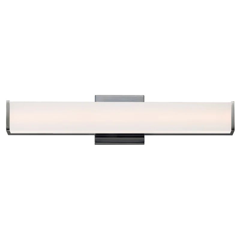Satin Nickel Dimmable LED Vanity Light with White Glass Shade