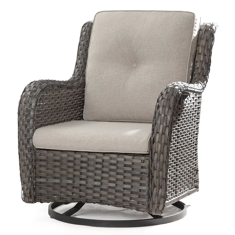 Modern Beige Steel Rocking Dining Armchair with Cushions