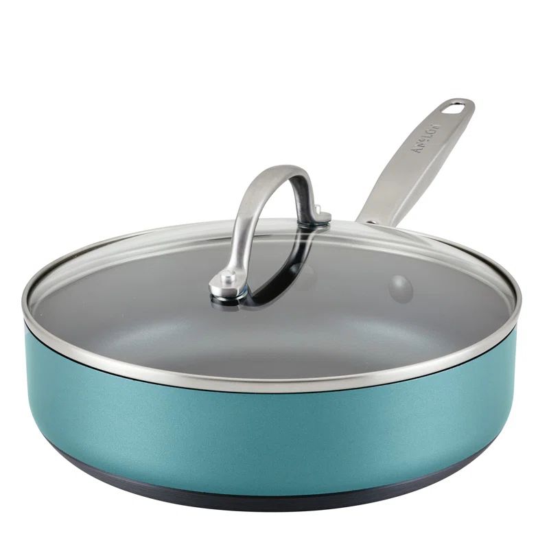 Teal 3-Quart Nonstick Aluminum Sauté Pan with Lid