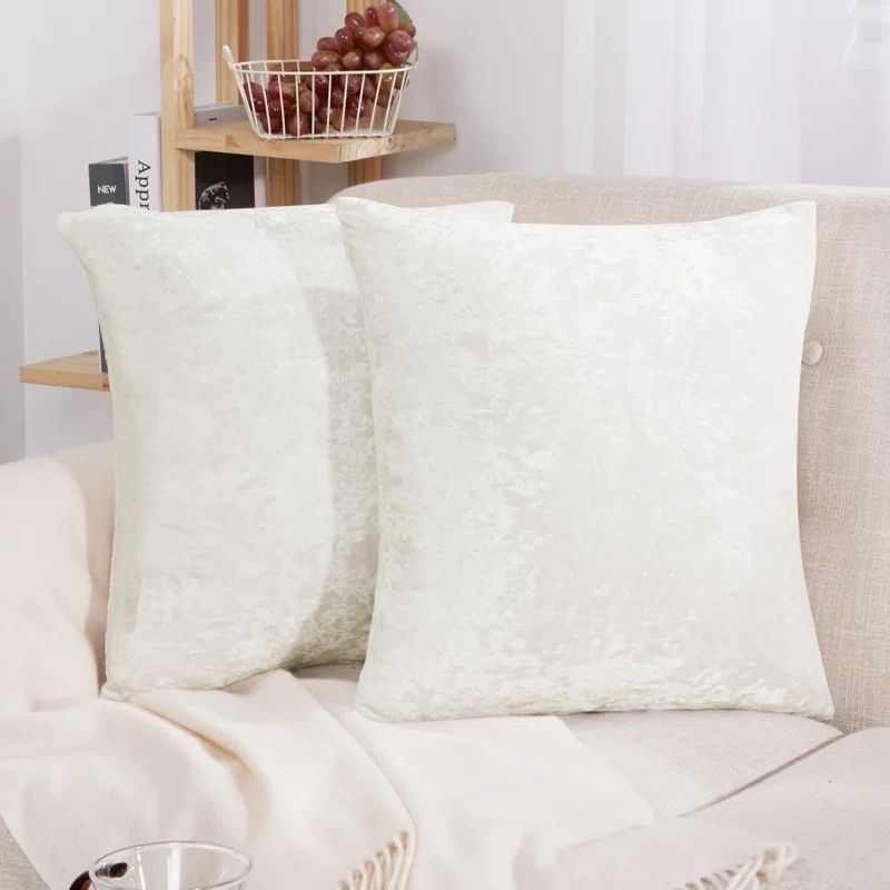 White Velvet 16" x 16" Reversible Euro Pillow Covers