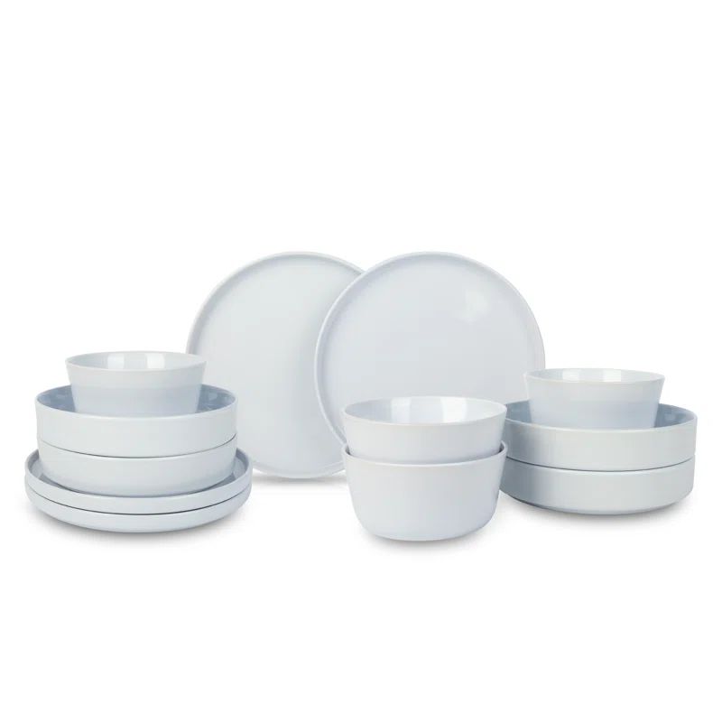 White Ceramic 12-Piece Dinnerware Set, Service for 4
