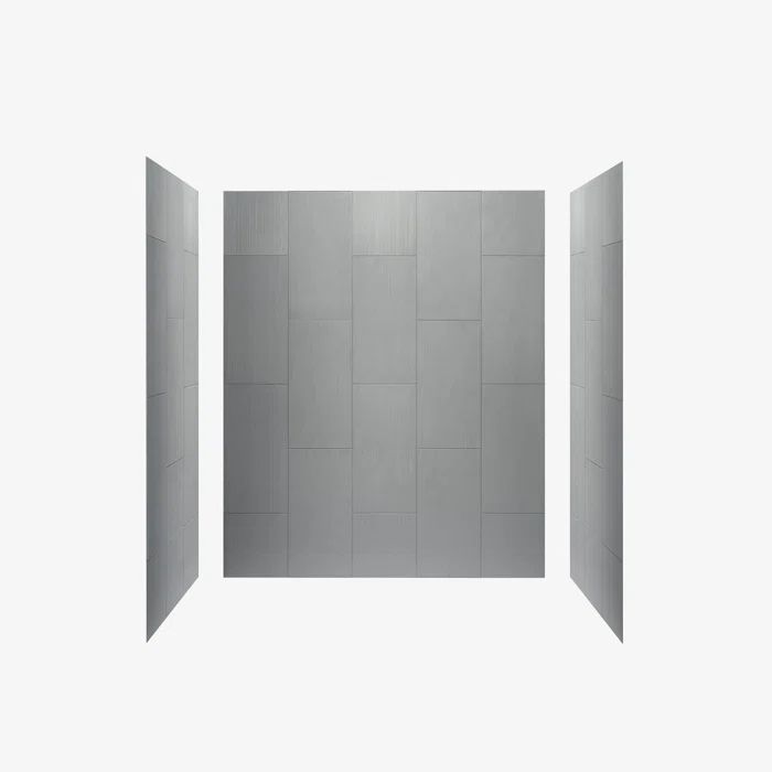 75" H x 60" W Matte Gray Composite Alcove Shower Wall Panels