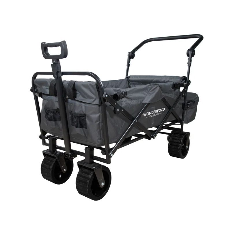 Gray Heavy-Duty Outdoor Folding Utility Wagon with Brakes