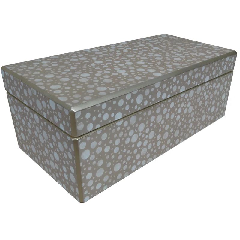 Sand Reverse Painted Mirror Jewelry Box with Wood Edges
