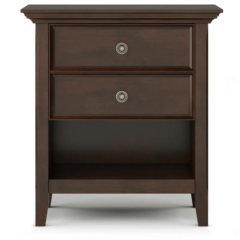 Amherst Solid Wood 2-Drawer Nightstand in Russet Brown