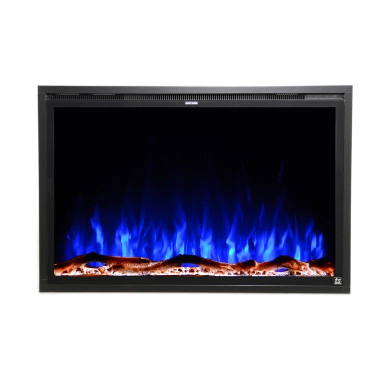 Black 40" Wall Mounted Electric Fireplace with Mantel