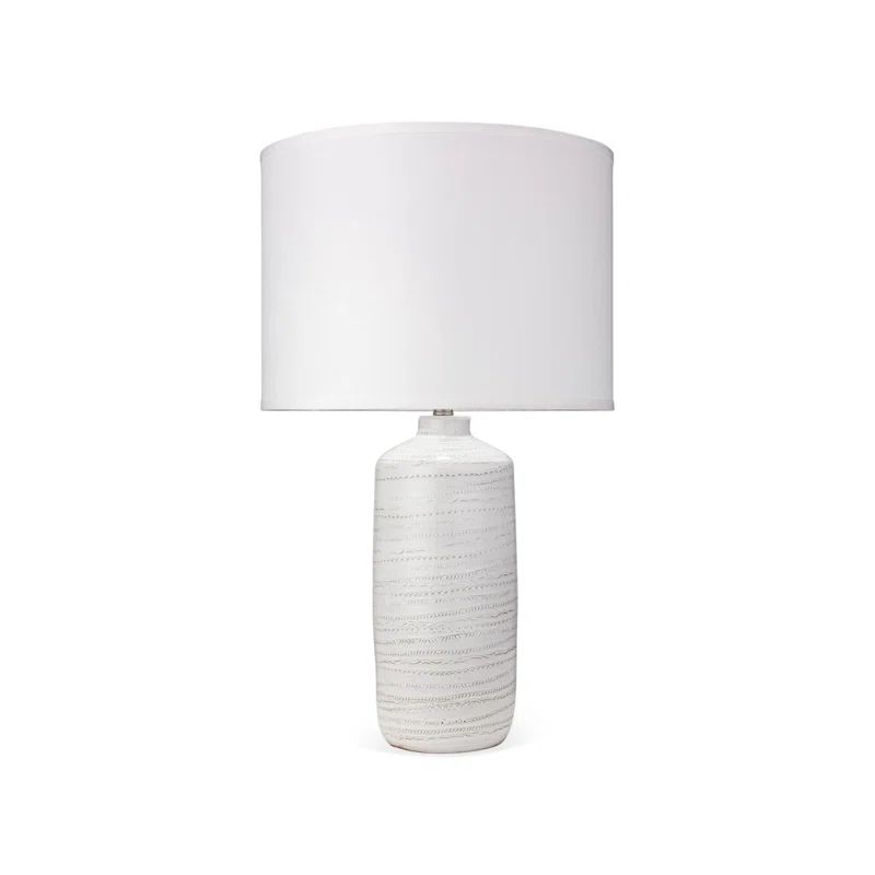 White Ceramic Table Lamp with Linen Shade
