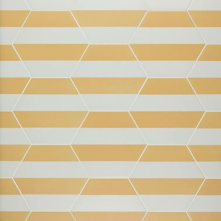 Beige and White Hexagon Porcelain Wall and Floor Tile