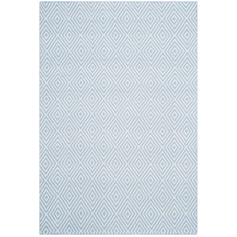 Hand-Hooked Wilton Light Blue Wool-Viscose 5' x 8' Rectangular Rug