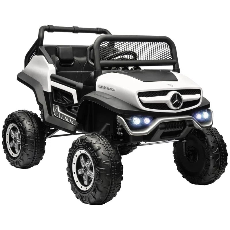 White Mercedes-Benz Unimog 12V Battery Powered Ride-On Truck