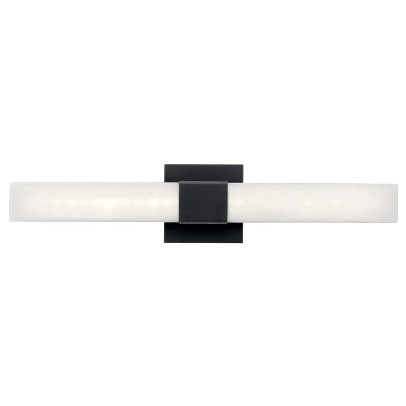Neltev Matte Black 24" LED Bath Vanity Light with White Shade