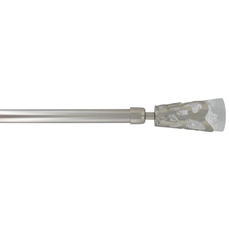 Luxury Silver Adjustable Single Curtain Rod with Crystal Finials