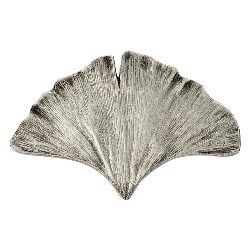 Antique Pewter Ginkgo Leaf Novelty Knob with Mounting Hardware