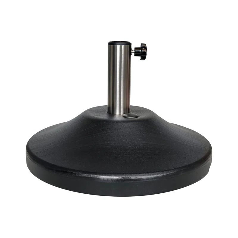 Black Stainless Steel Fillable Patio Umbrella Base with Wheels