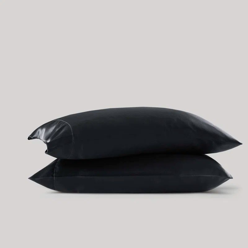 Luxurious Black Satin Standard Pillowcases Set