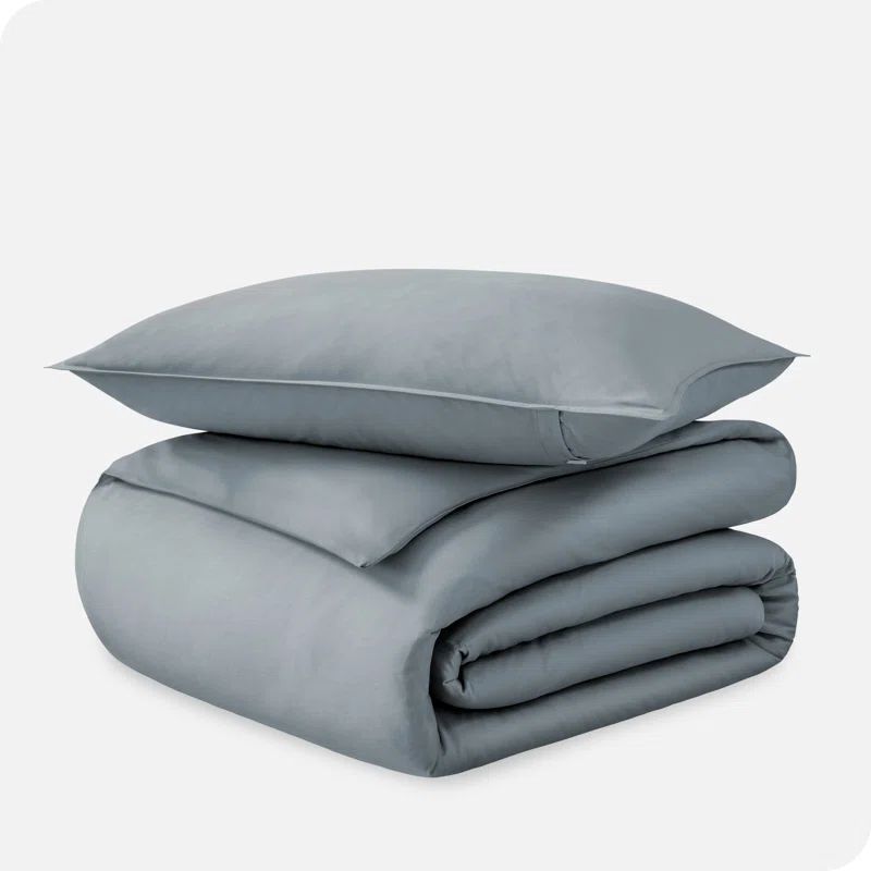 Dusty Blue Organic Cotton Twin/Twin XL Sateen Duvet Cover Set