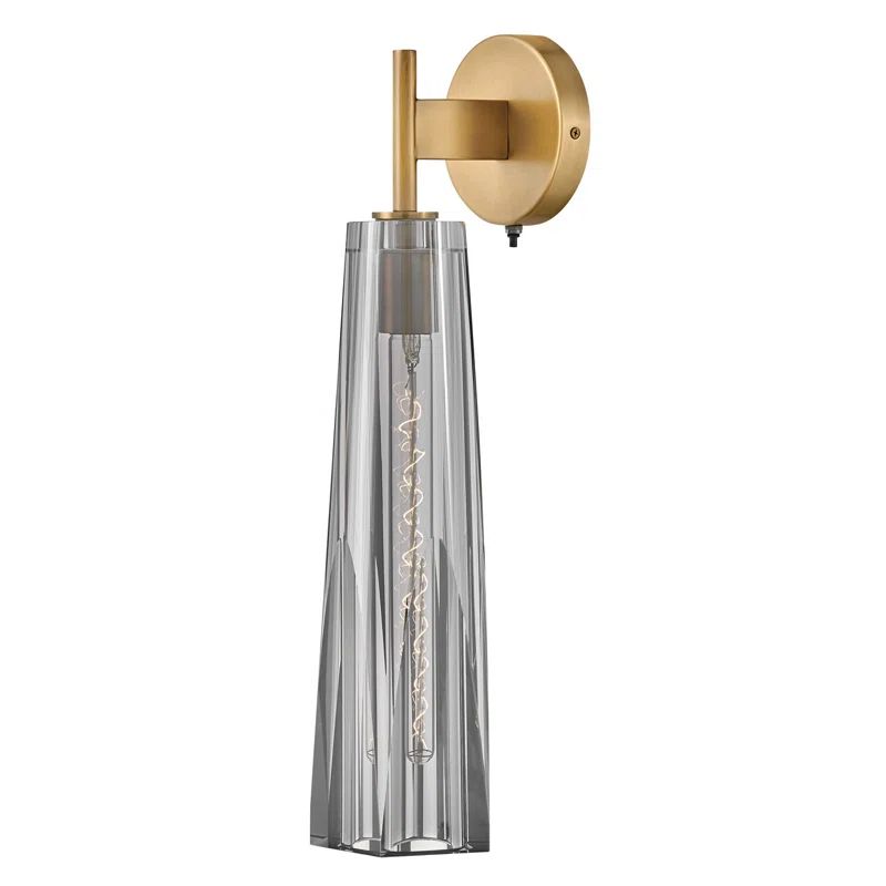 Heritage Brass Dimmable Sconce with Smoked Crystal Shade
