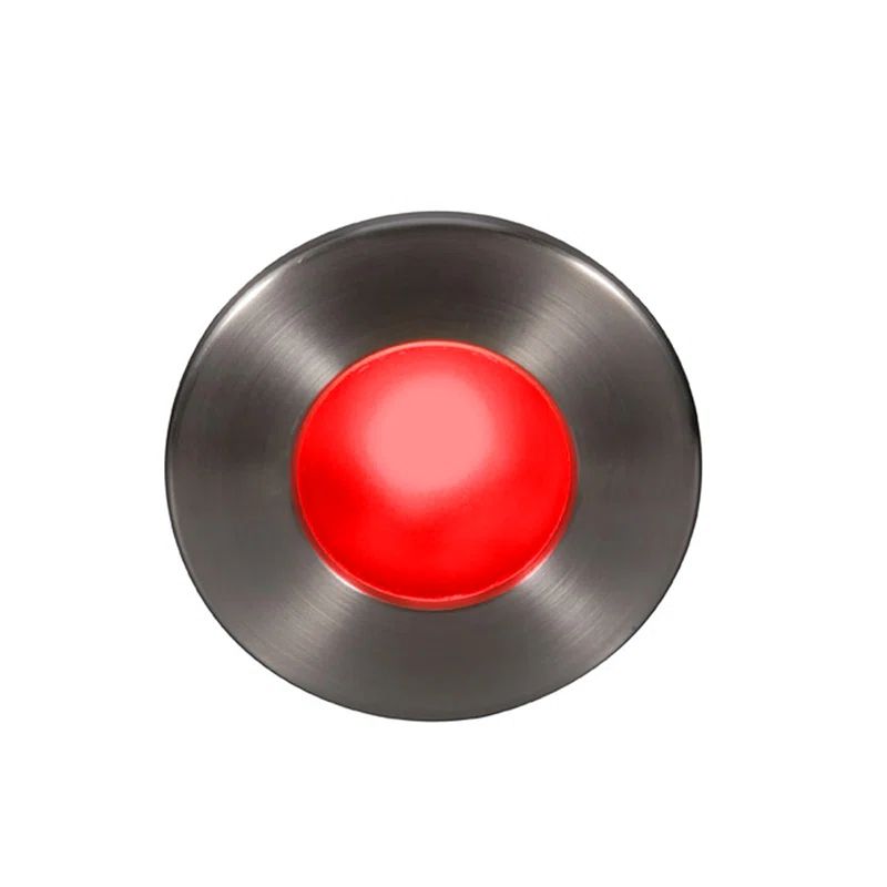 Brushed Nickel Round Dimmable LED Step Light with Red Bulb