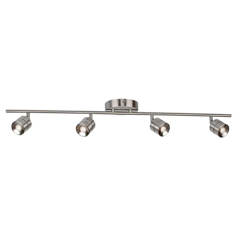 Satin Nickel 4-Light LED Track Fixture with Frosted Acrylic Diffusers