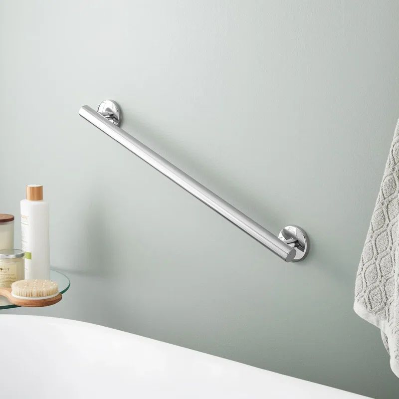Contemporary Polished Chrome 24" Wall Mounted Grab Bar