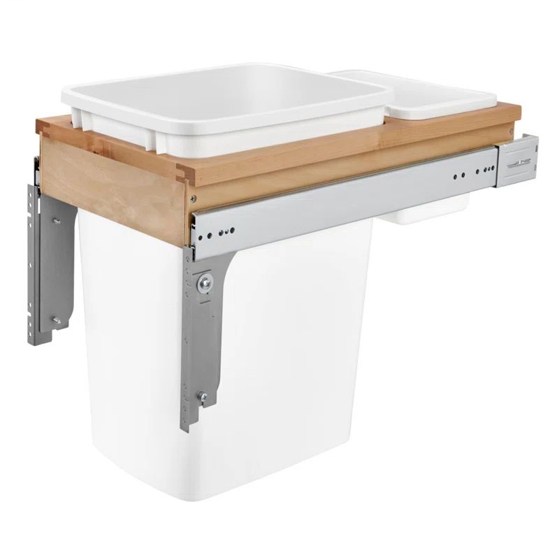 White Maple Pull-Out Kitchen Trash Can with Metal Frame